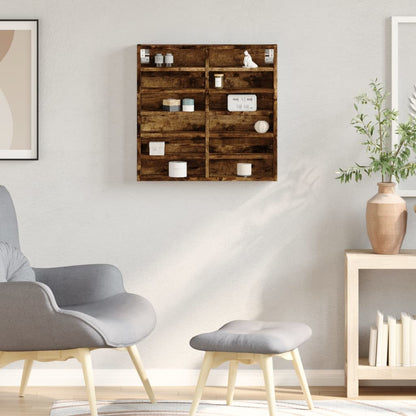 Vitrinekast 60x8,5x58 cm bewerkt hout gerookt eikenkleurig