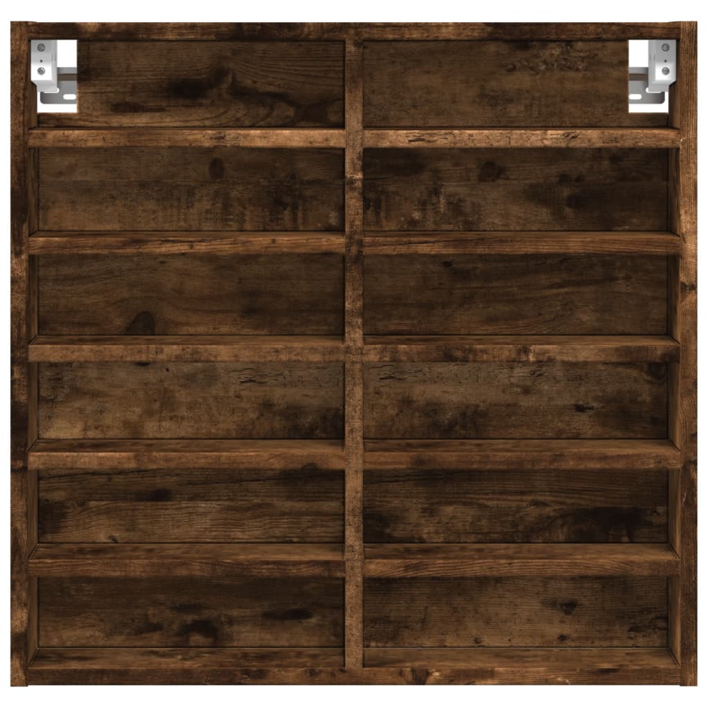 Vitrinekast 60x8,5x58 cm bewerkt hout gerookt eikenkleurig