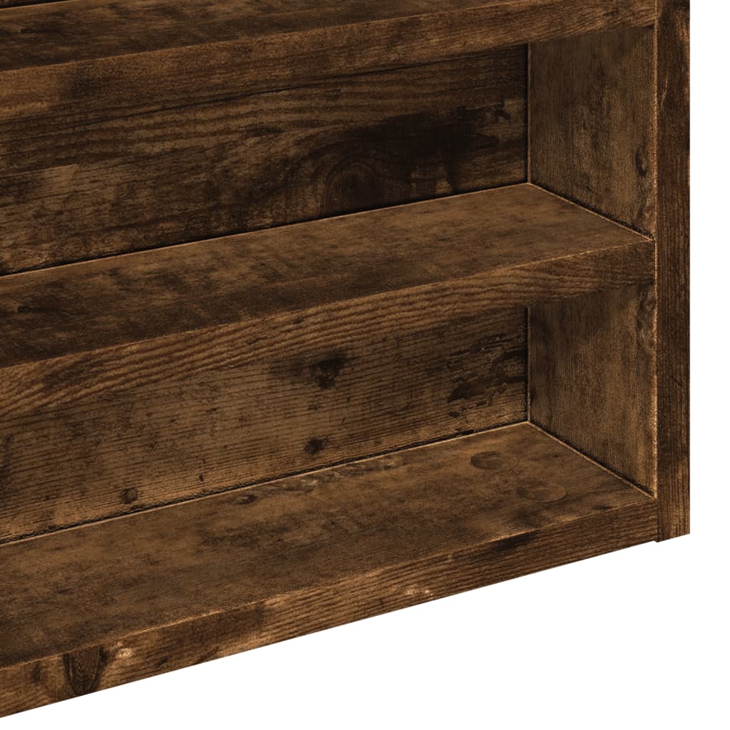 Vitrinekast 60x8,5x58 cm bewerkt hout gerookt eikenkleurig