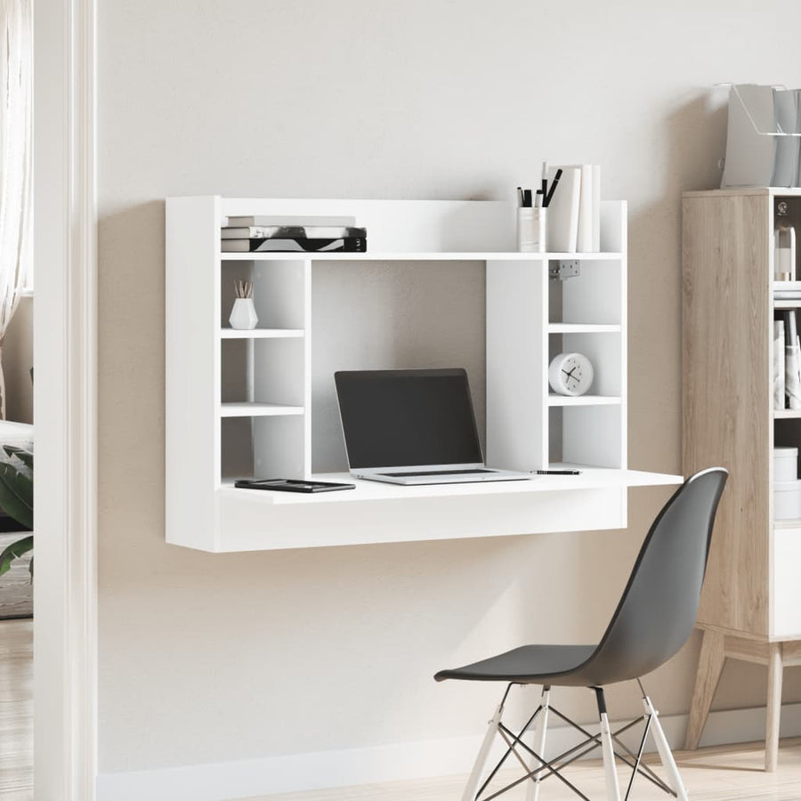 Wandbureau 105X48X75 Cm Bewerkt Hout Wit