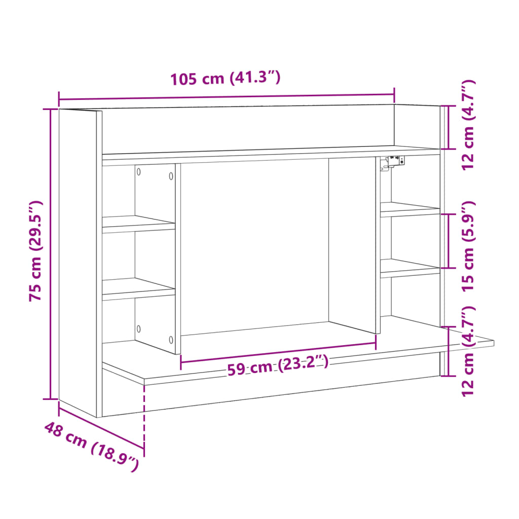 Wandbureau 105X48X75 Cm Bewerkt Hout Wit