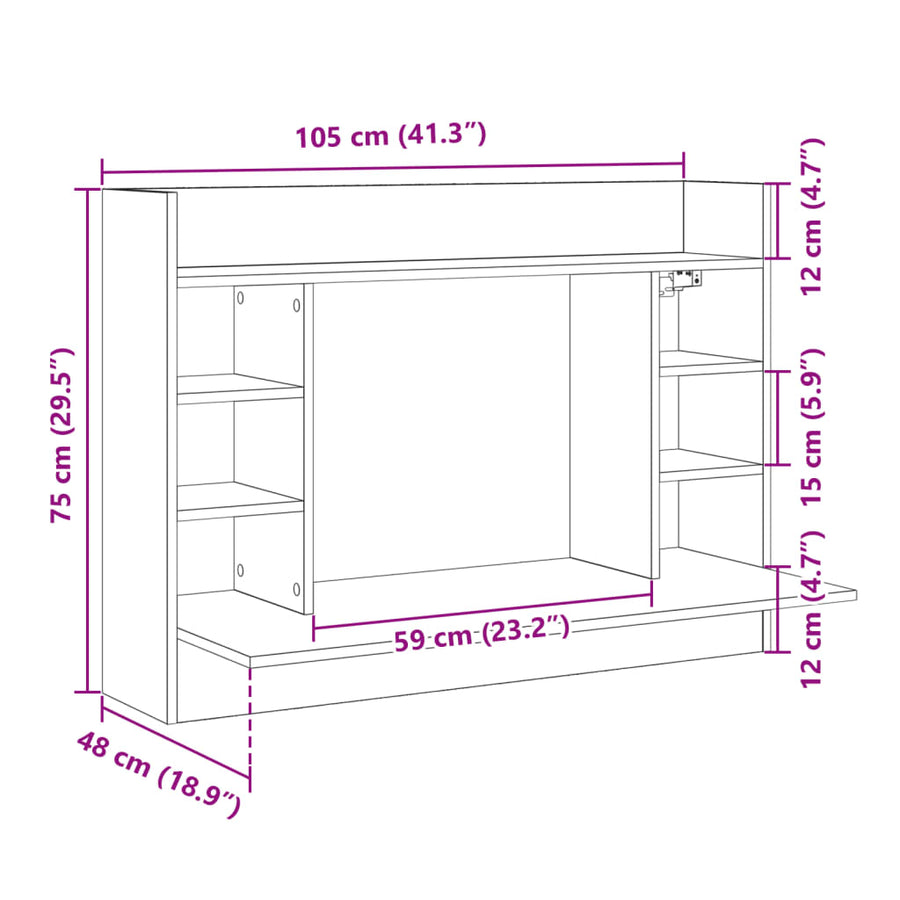 Wandbureau 105X48X75 Cm Bewerkt Hout Wit
