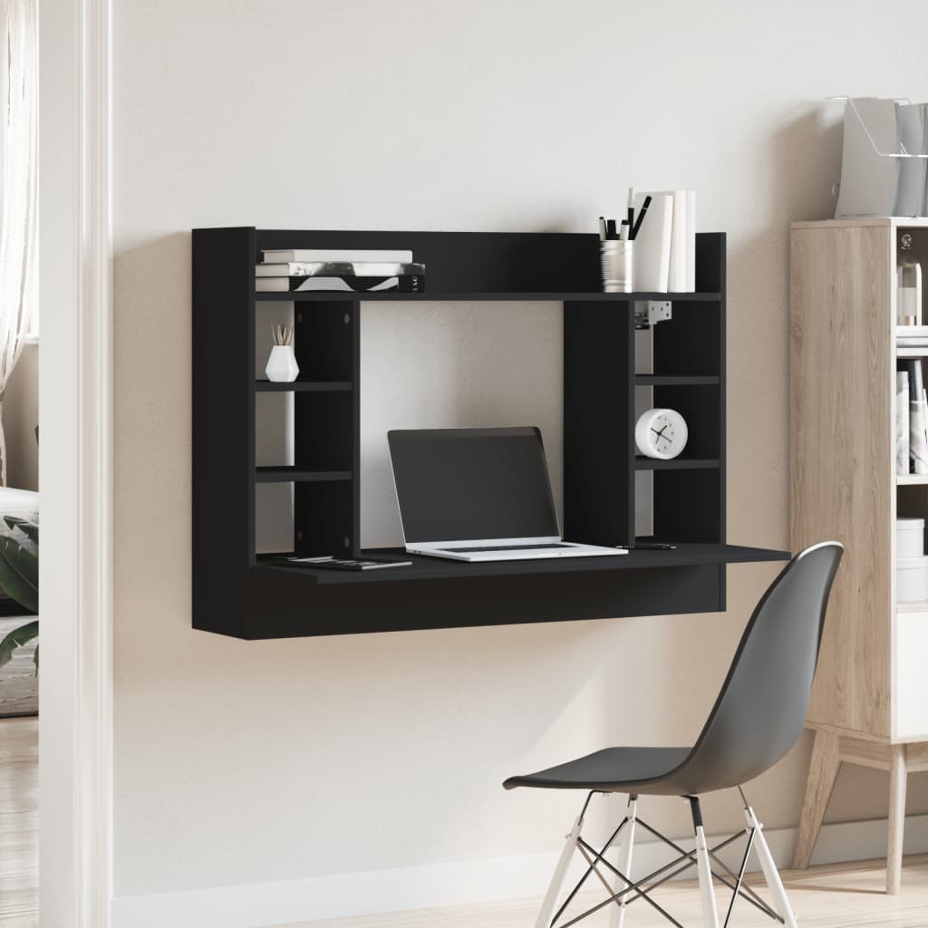 Wandbureau 105X48X75 Cm Bewerkt Hout Zwart