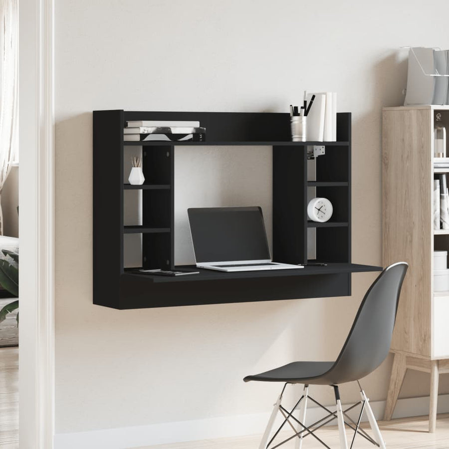 Wandbureau 105X48X75 Cm Bewerkt Hout Zwart