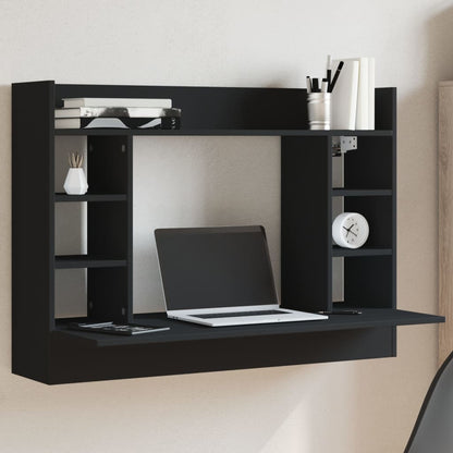 Wandbureau 105X48X75 Cm Bewerkt Hout Zwart