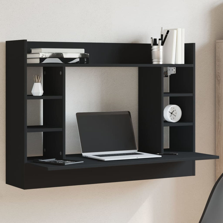 Wandbureau 105X48X75 Cm Bewerkt Hout Zwart