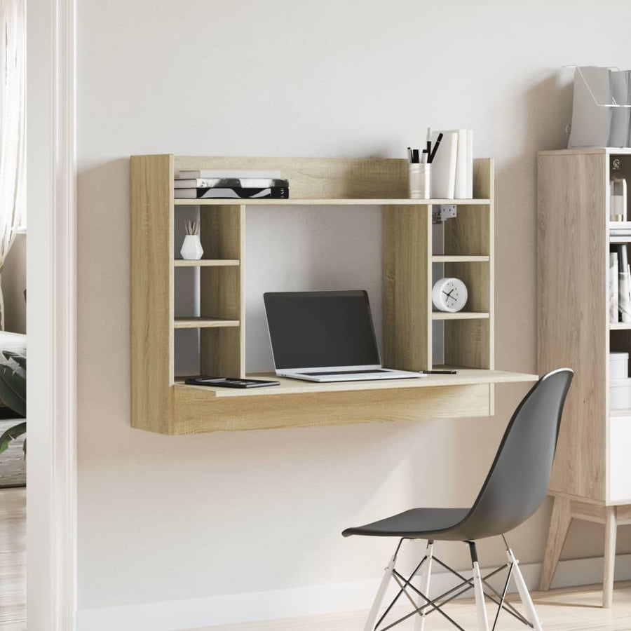 Wandbureau 105x48x75 cm bewerkt hout sonoma eikenkleurig