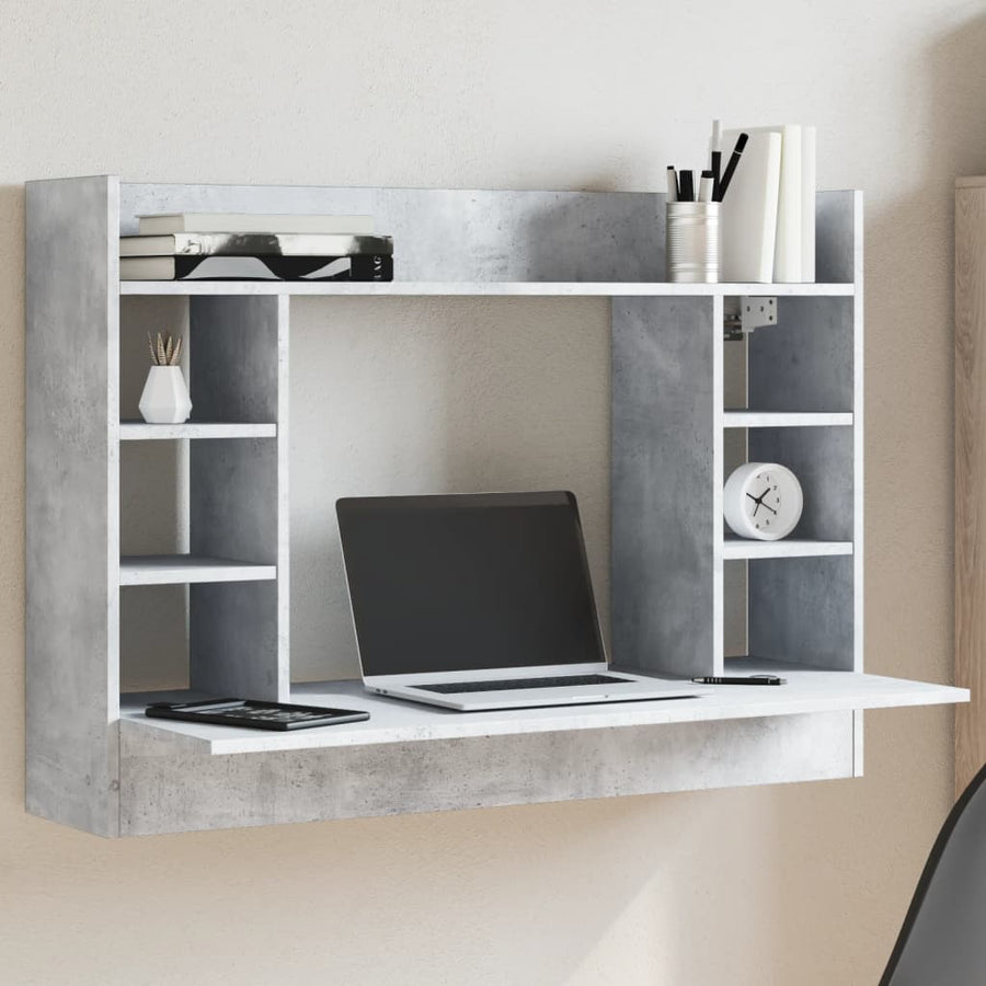 Wandbureau 105X48X75 Cm Bewerkt Hout Betongrijs