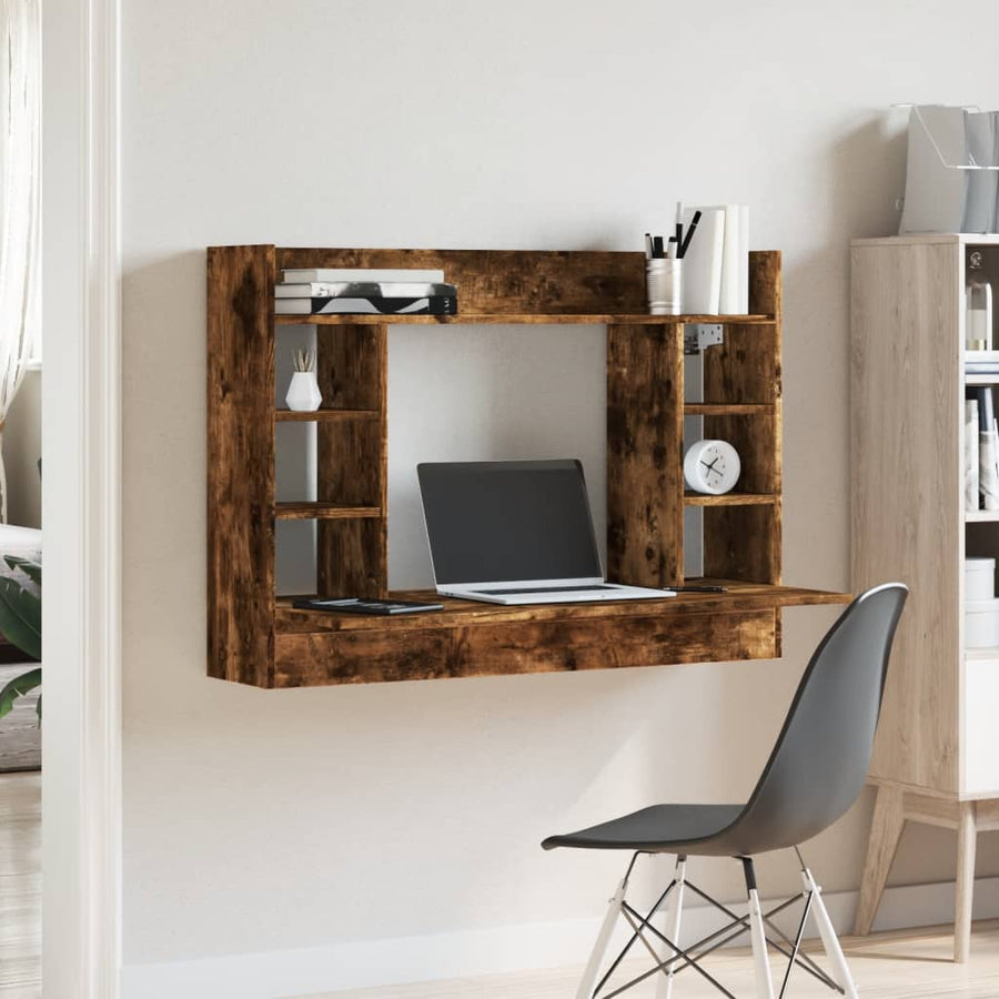 Wandbureau 105X48X75 Cm Bewerkt Hout Kleurig Gerookt eiken