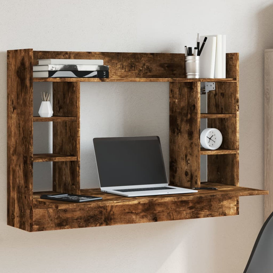 Wandbureau 105X48X75 Cm Bewerkt Hout Kleurig Gerookt eiken