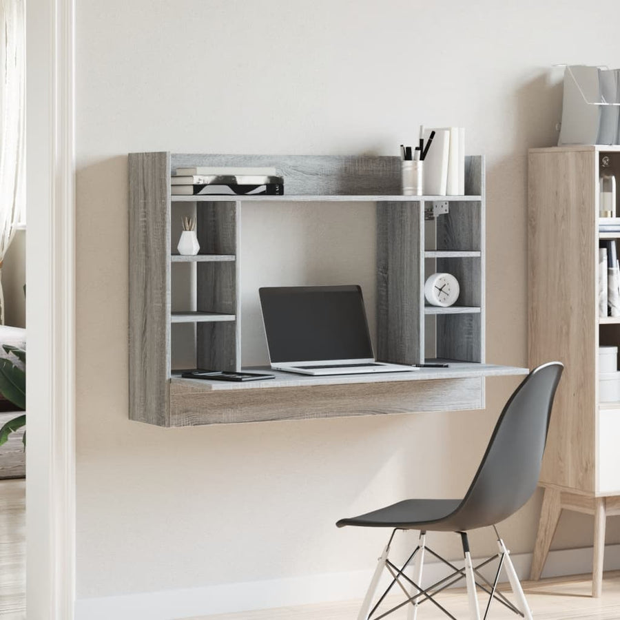 Wandbureau 105X48X75 Cm Bewerkt Hout Eikenkleurig Grijs sonoma