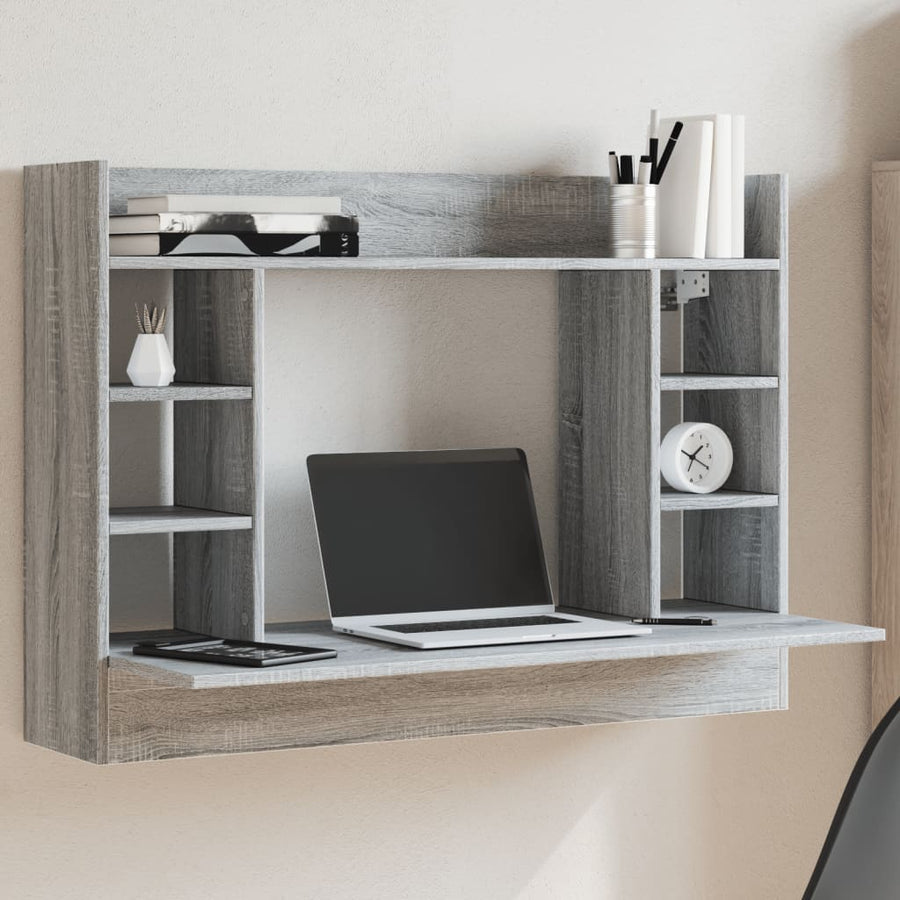 Wandbureau 105X48X75 Cm Bewerkt Hout Eikenkleurig Grijs sonoma