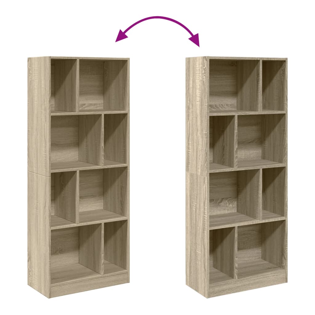 Boekenkast 57x28,5x141 cm bewerkt hout sonoma eikenkleurig