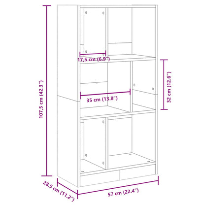 Boekenkast 57x28,5x107,5 cm bewerkt hout betongrijs