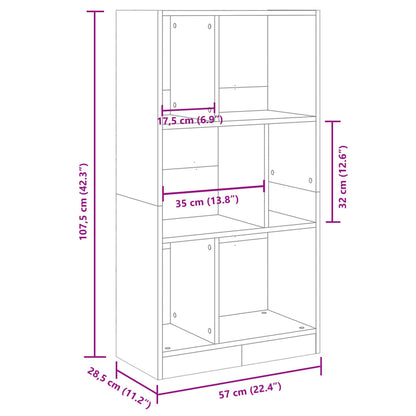 Boekenkast 57x28,5x107,5 cm bewerkt hout grijs sonoma eiken