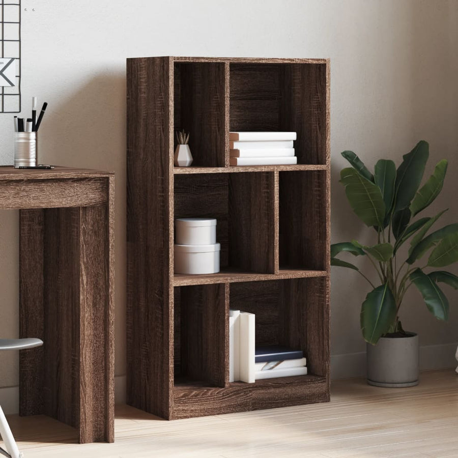 Boekenkast 57x28,5x107,5 cm bewerkt hout bruin eikenkleurig