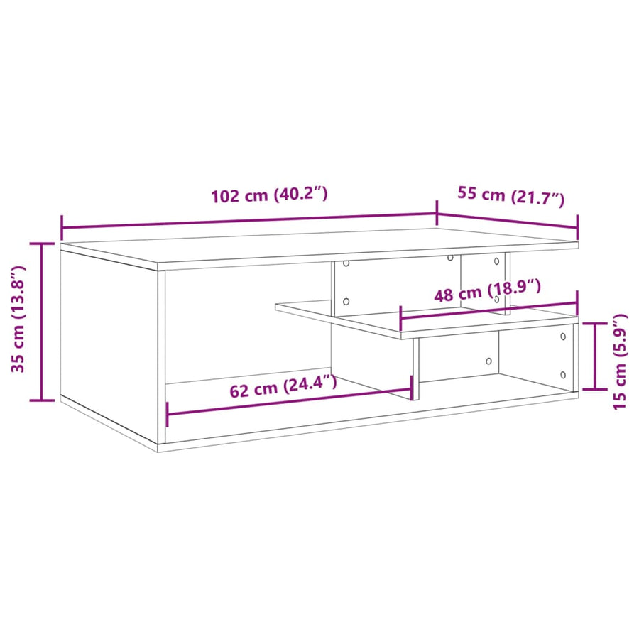 Salontafel 102x55x35 cm bewerkt hout bruin eikenkleur
