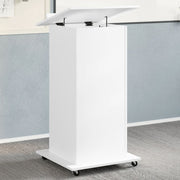 Podium with wheels and drawer 55x55x107 cm treated wood white