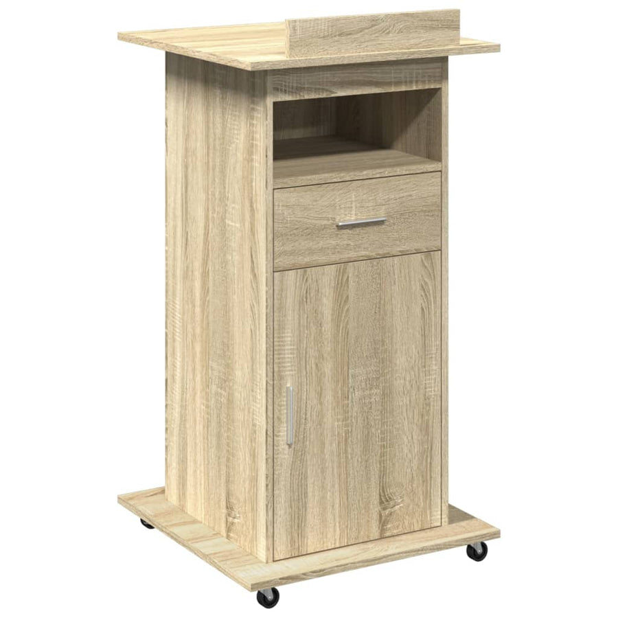 Lessenaar met wielen en lade 55x55x107 cm hout sonoma eiken
