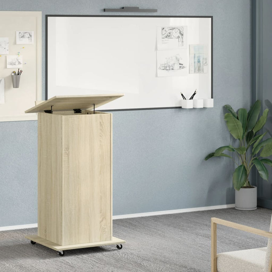 Lessenaar met wielen en lade 55x55x107 cm hout sonoma eiken