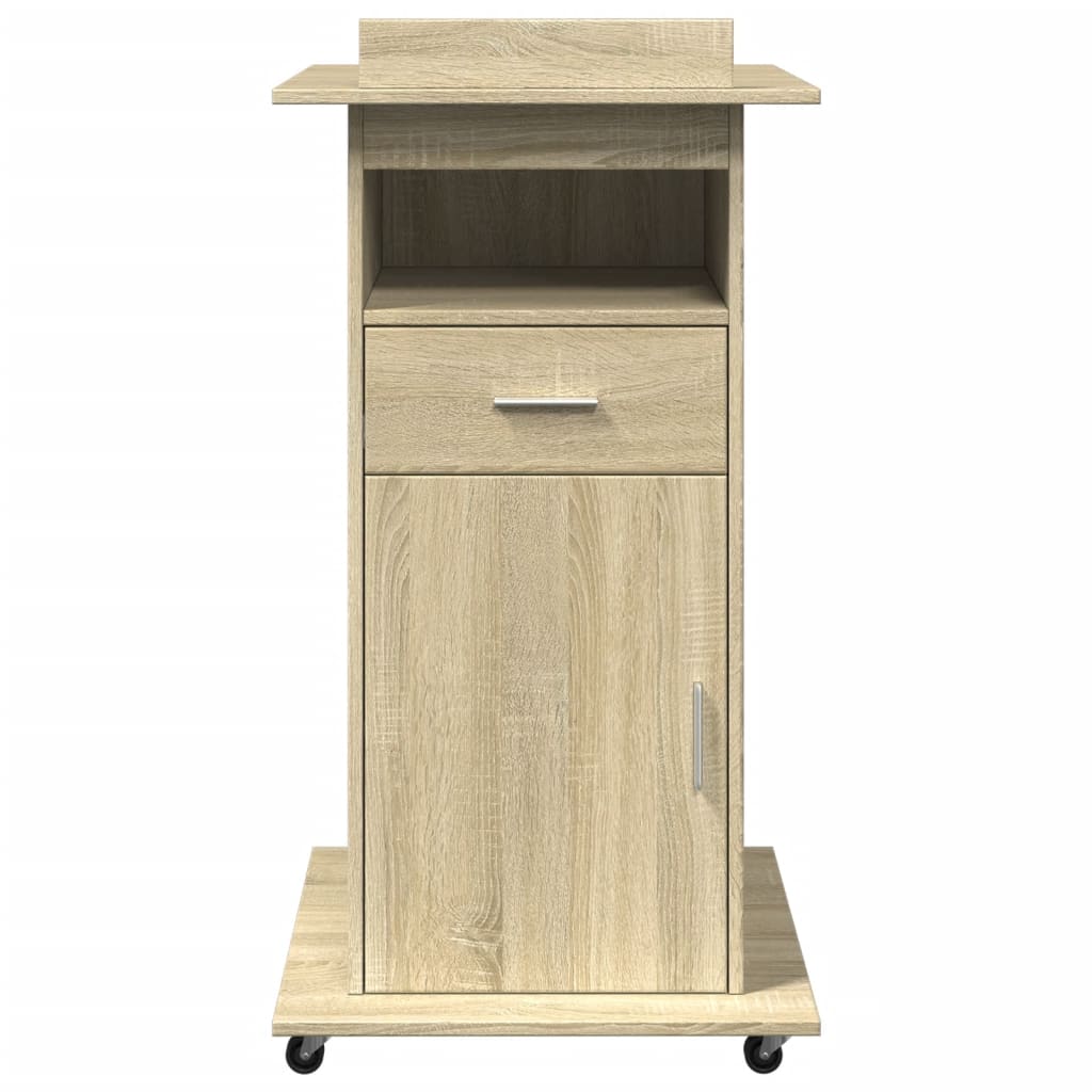 Lessenaar met wielen en lade 55x55x107 cm hout sonoma eiken