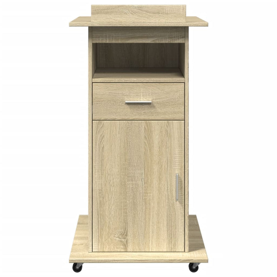 Lessenaar met wielen en lade 55x55x107 cm hout sonoma eiken