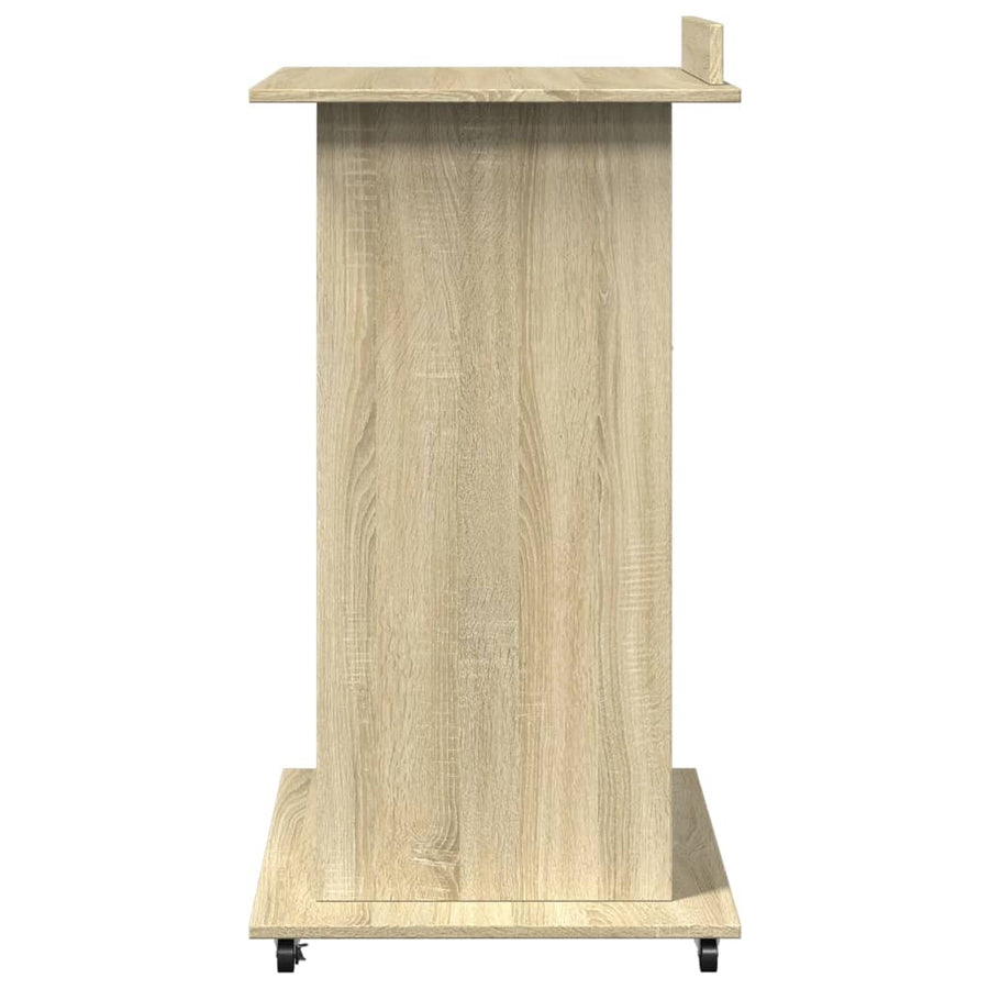 Lessenaar met wielen en lade 55x55x107 cm hout sonoma eiken