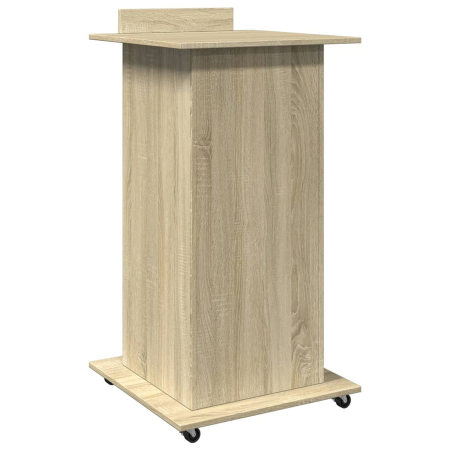 Lessenaar met wielen en lade 55x55x107 cm hout sonoma eiken