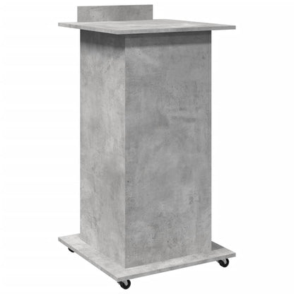 Lessenaar met wielen en lade 55x55x107 cm hout betongrijs