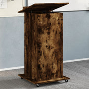 Lectern with wheels and drawer 55x55x107 cm smoked oak wood