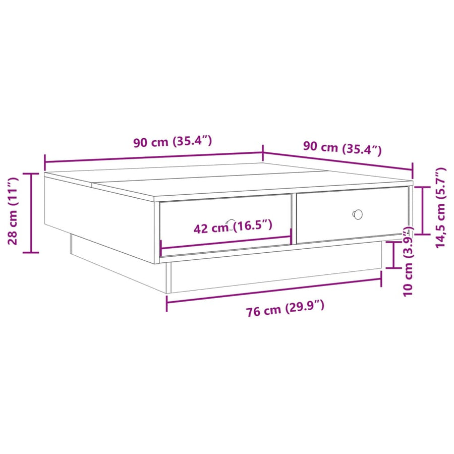 Salontafel 90x90x28 cm spaanplaat wit