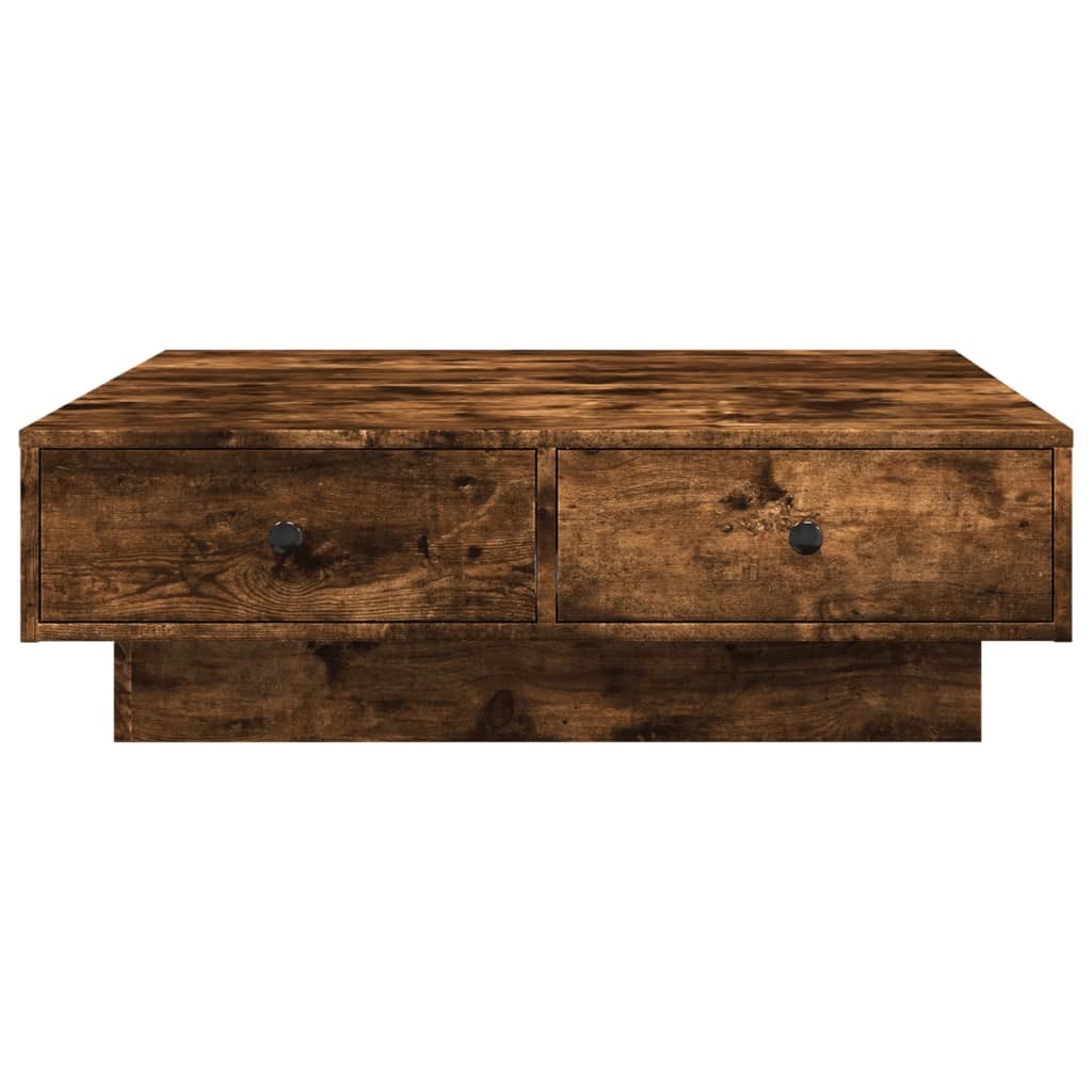 Salontafel 90x90x28 cm bewerkt hout gerookt eikenkleurig