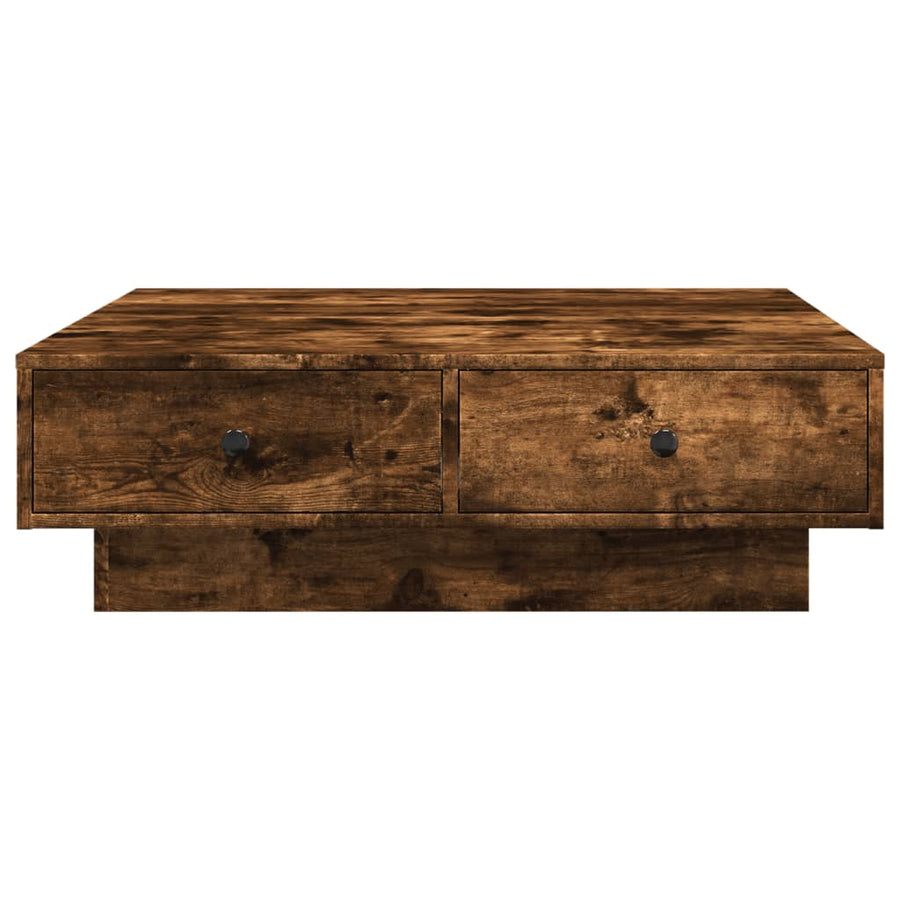 Salontafel 90x90x28 cm bewerkt hout gerookt eikenkleurig