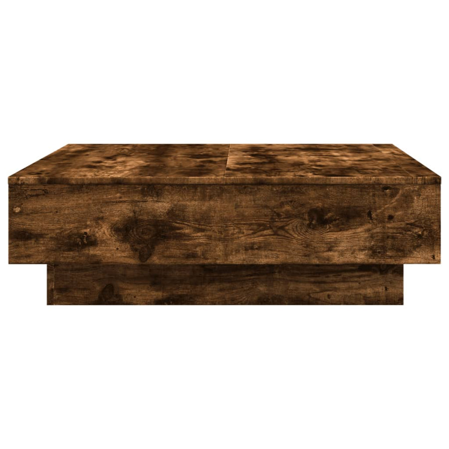Salontafel 90x90x28 cm bewerkt hout gerookt eikenkleurig