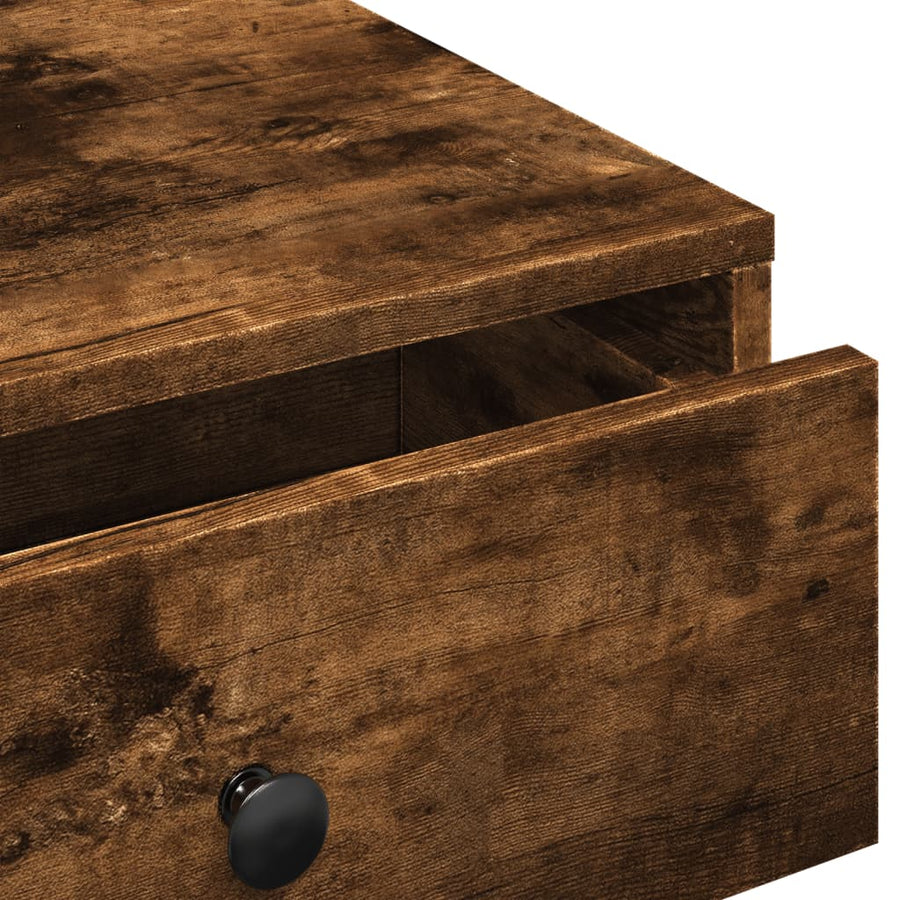 Salontafel 90x90x28 cm bewerkt hout gerookt eikenkleurig