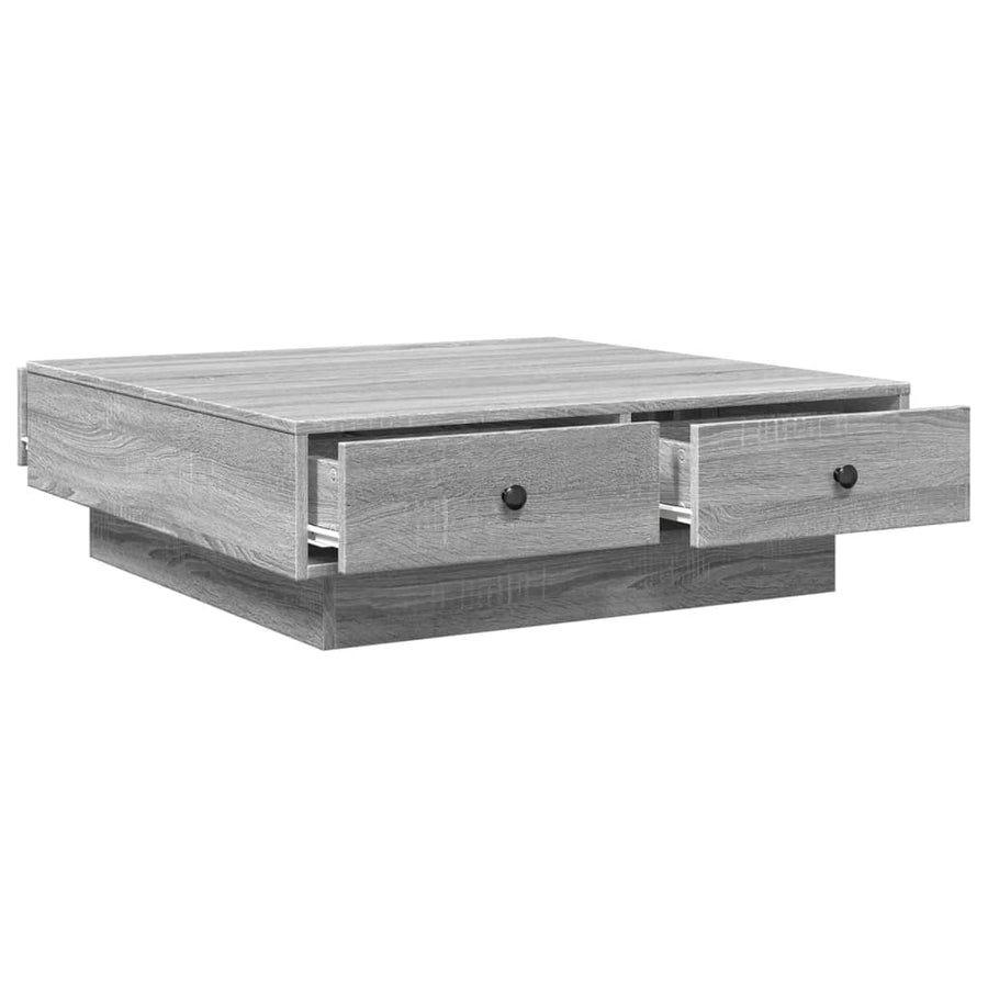 Salontafel 90x90x28 cm bewerkt hout grijs sonoma eikenkleurig
