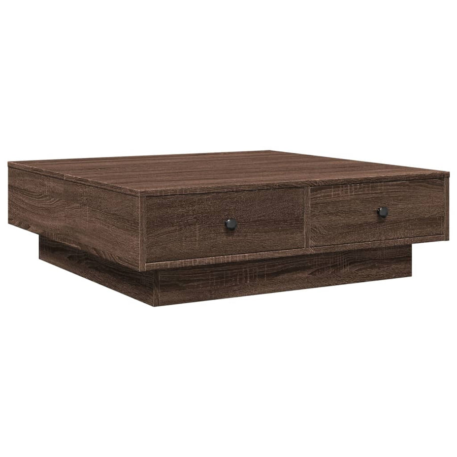 Salontafel 90x90x28 cm bewerkt hout bruin eikenkleur