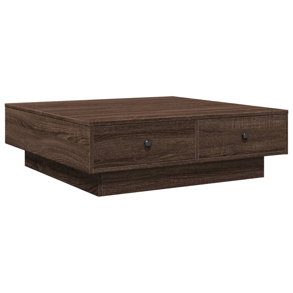 Salontafel 90x90x28 cm bewerkt hout bruin eikenkleur