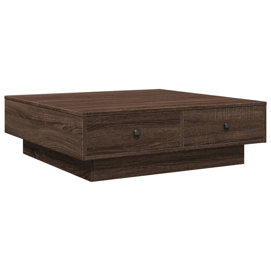 Salontafel 90x90x28 cm bewerkt hout bruin eikenkleur