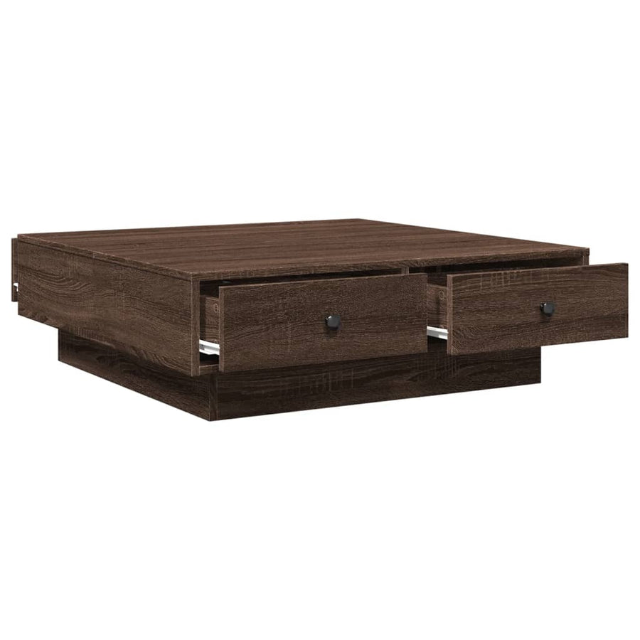 Salontafel 90x90x28 cm bewerkt hout bruin eikenkleur