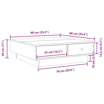 Salontafel 90x90x28 cm bewerkt hout bruin eikenkleur
