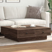 Coffee table 90x90x28 cm treated wood brown oak color