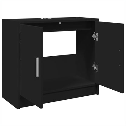 Wastafelkast 63x29x55 cm bewerkt hout zwart