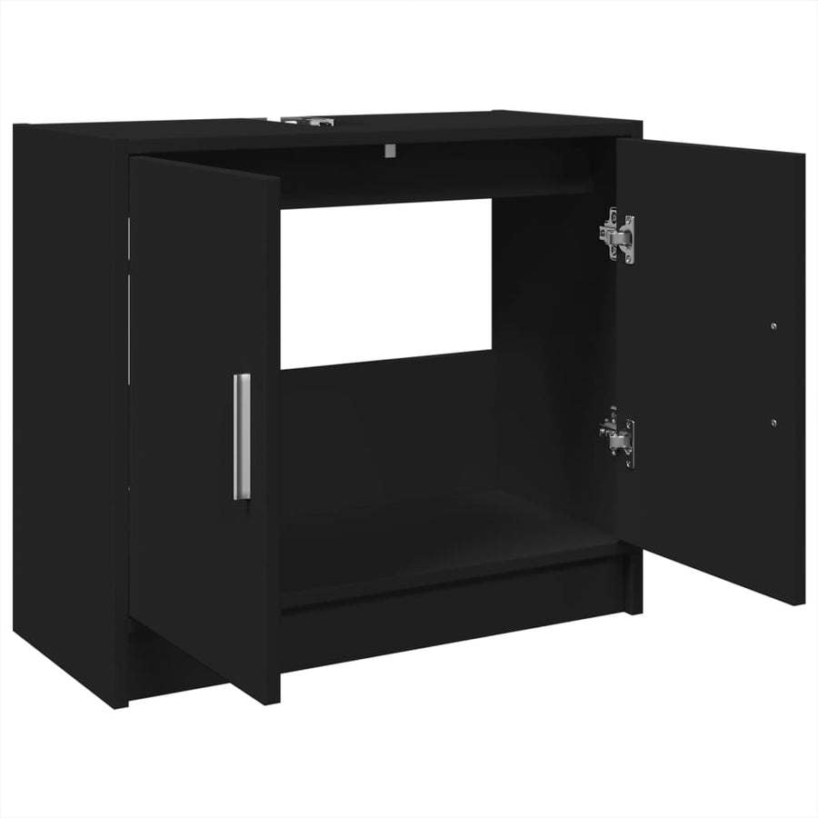 Wastafelkast 63x29x55 cm bewerkt hout zwart