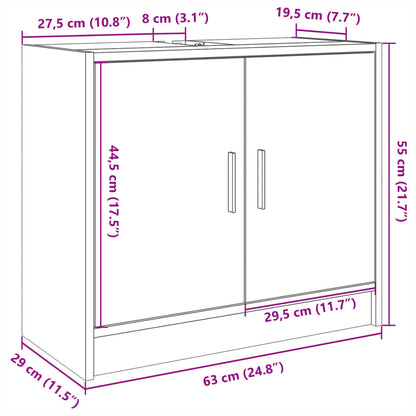 Wastafelkast 63x29x55 cm bewerkt hout zwart
