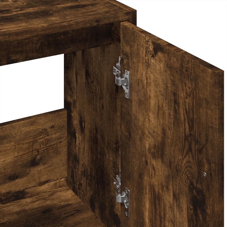 Wastafelkast 63x29x55 cm bewerkt hout gerookt eikenkleurig