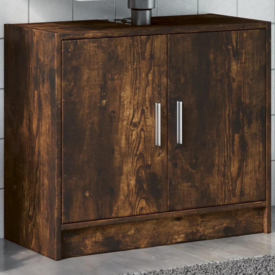 Wastafelkast 63x29x55 cm bewerkt hout gerookt eikenkleurig