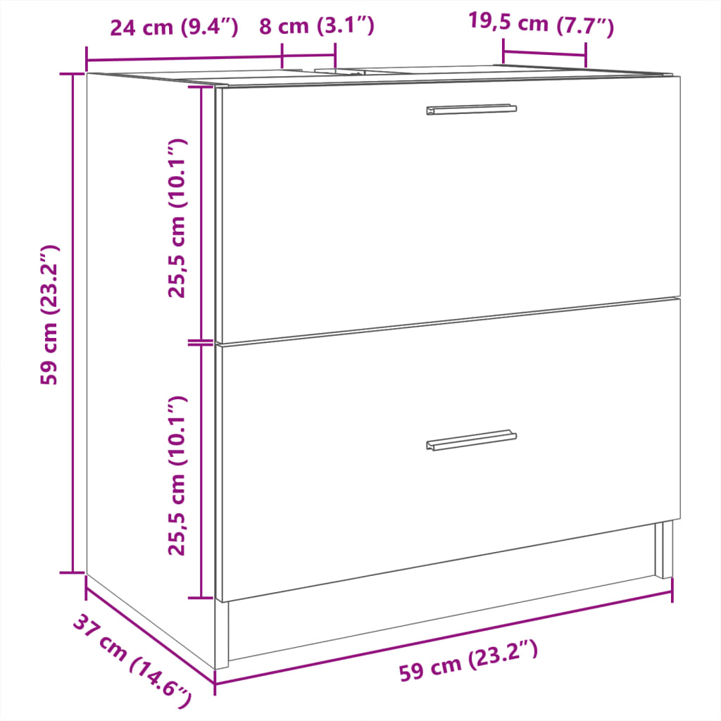 Wastafelkast 59x37x59 cm bewerkt hout sonoma eikenkleurig
