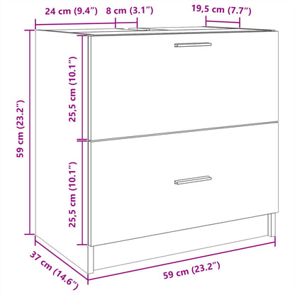 Wastafelkast 59x37x59 cm bewerkt hout sonoma eikenkleurig