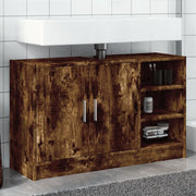 Wastafelkast 90x29x55 cm bewerkt hout gerookt eiken